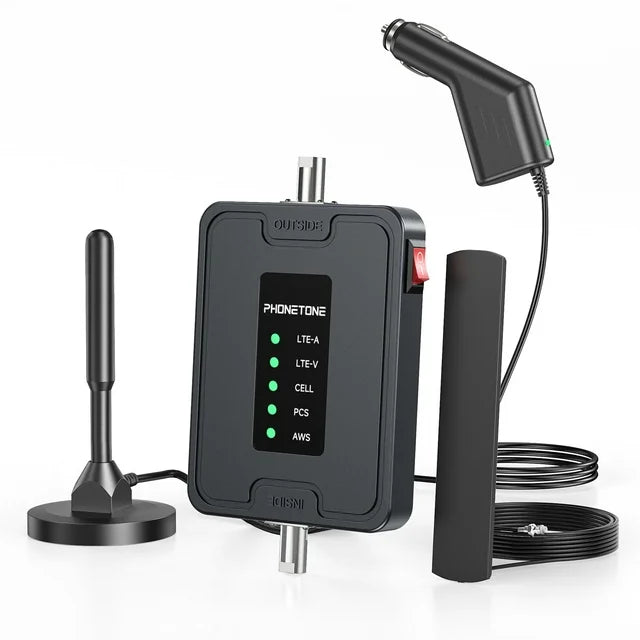 Phonetone Cell Phone Signal Booster for Car and SUV | For All U.S. Carriers | Boosts 4G LTE & 5G Signals | FCC Approved