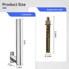 Antenna Pole Mount L-Type for Outdoor Antenna - Universal 12" Length Outside Antenna Mounting Pole for Antenna-Pole Mount Bracket